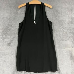 Vintage Rory Beca Black Silk Slip Mini Dress Tunic Lined Lounge Sleep Sz S